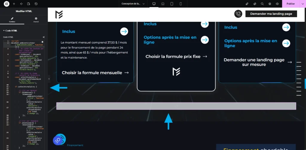 intégrer le code javascript